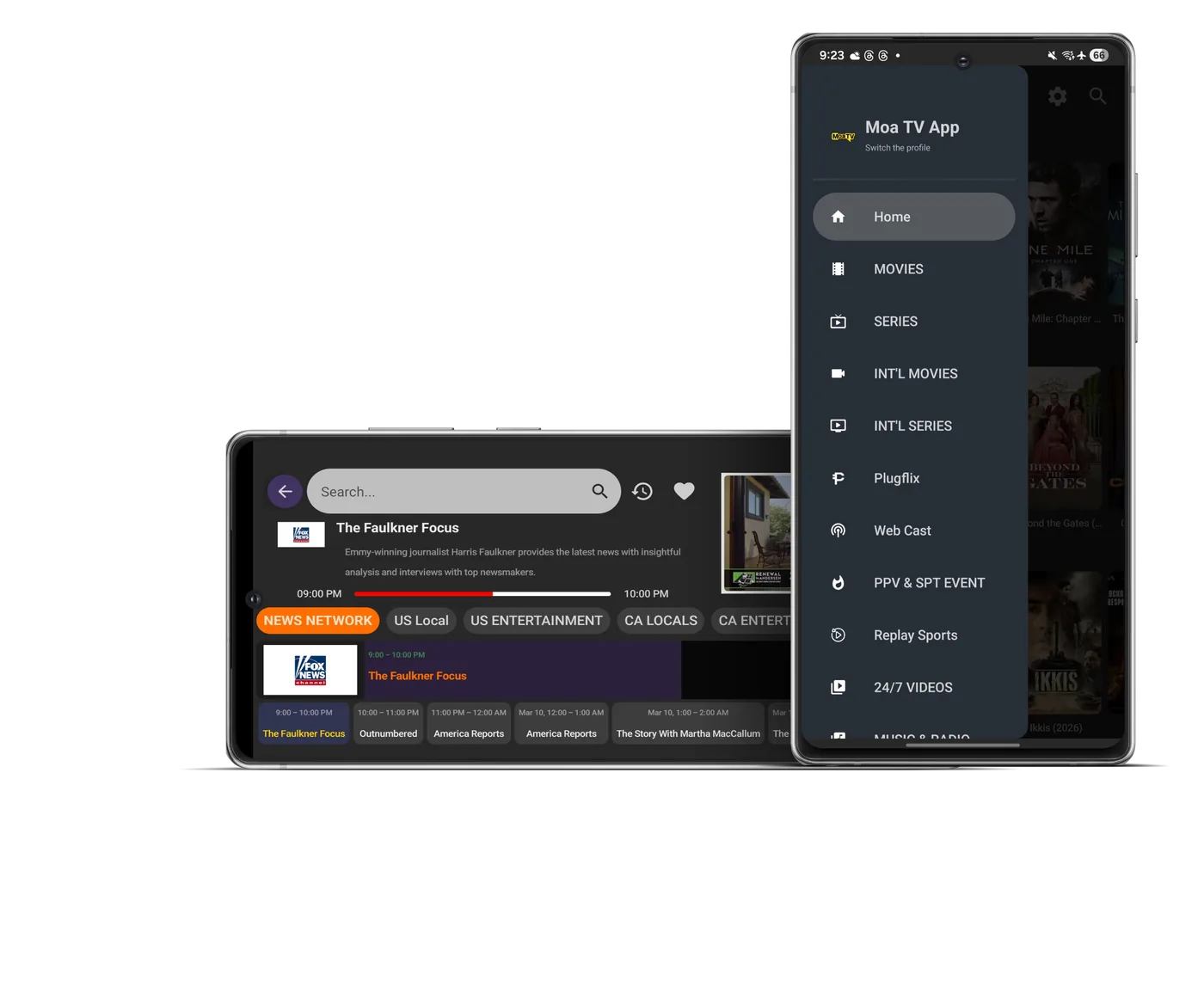 The CatchON TV App showing live TV alongside on-demand catch-up content